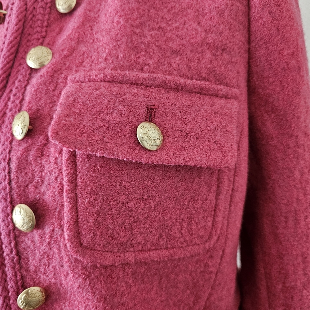 Talbots Berkshire Crop Jacket Blazer Size 8 Pink Coral Wool Blend - Picture 5 of 12